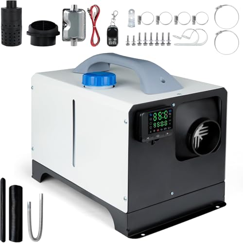 Diesel Air Heater 8KW Parking Heater 12V, One Air Outlet, with Black LCD Switch, Remote Control, Fast Heating Compact Diesel Heater, For Car, RV Truck, Boat, Caravans,Campervans, White