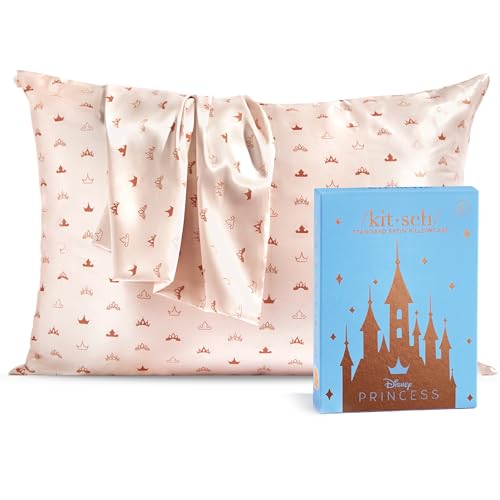 Kitsch & Disney Desert Crown Satin Pillowcase with Zipper – Soft Cooling, Better Than Silk Pillowcase, Disney Design for Kids Rooms & Toddler Bed Time Pillow Case – Queen/Standard 19x26
