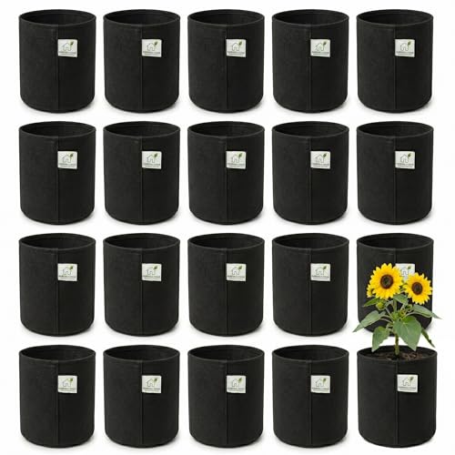 Image of 400 GSM Geo Fabric Round Grow Bags 6x6 Inch, Black Planting Bags for Terrace and Kitchen Gardening Pack of 20