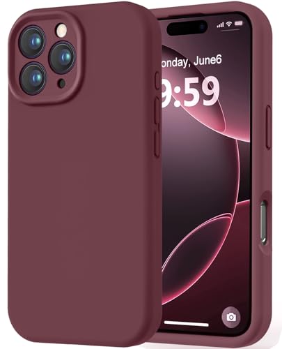 Image of LOVE 3000 Designed for iPhone 16 Pro Case, Premium Silicone with [Soft Anti-Scratch Microfiber Lining] Shockproof Protective Phone Case for Men Women Girls 6.3 inch, WineRed