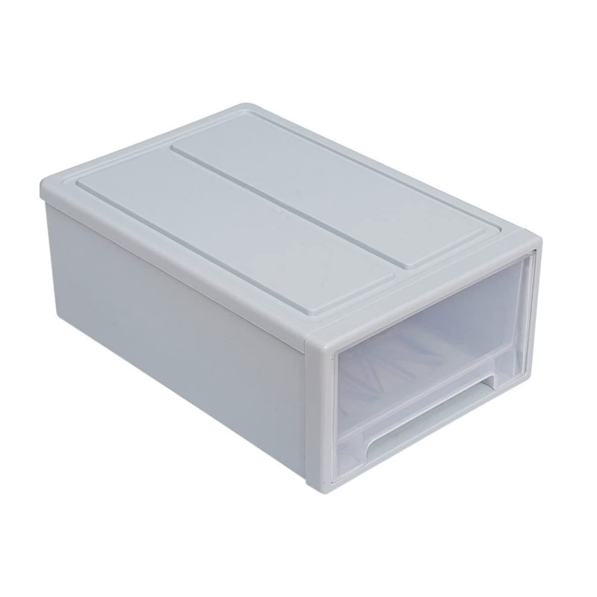 Boîte de rangement empilable vêtements chaussures plastique transparent bleu VICASKY