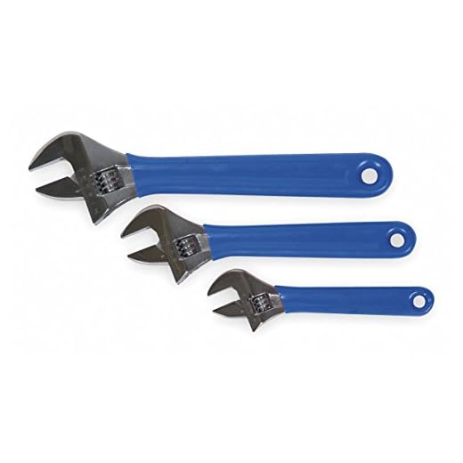 Westward 1NYD2 Adjustable Wrench Set, Chrome, 3 PC
