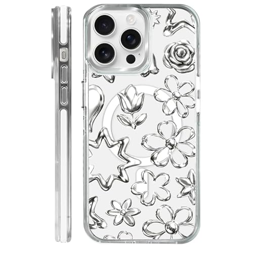 Coque iPhone 14 Pro MagSafe au design esthétique fleuri pour femme
