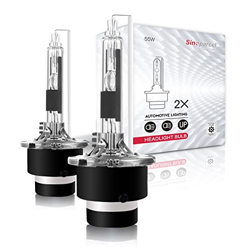 Sinoparcel D2R 55W Xenon HID Headlight Bulbs - 6000K Low Beam Replacement Lights - Pack of 2