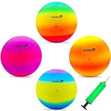 Beetwo Bouncy Kickball, PVC Kinder Spielball, Mehrfarbig Regenbogen Ball Kinder, Fußball Softball, Kinderball für Drinnen und Draußen mit Handpumpe, EIN Set mit 4 Bällen(8,5 Zoll) -Mehrfarbig