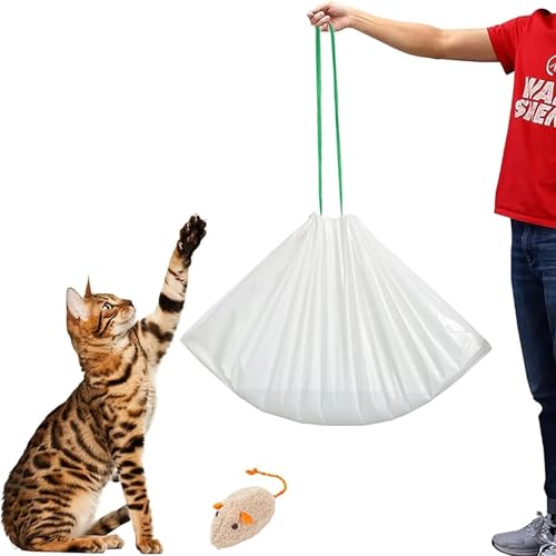 KropBom 24 Cat Litter Tray Liners, 91 x 40cm Large Extra Durable Kitty Litter Tray Bags Drawstring Heavy Duty Liner Bags for Pet Cat Litter Box Pan
