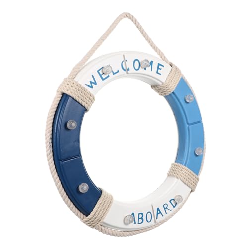 FUNOMOCYA Holz LED Deko Rettungsring Mediterraner Life Buoy ohne...