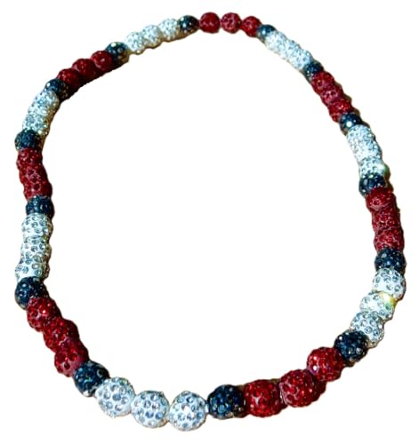 Pollyanna Disco Ball Rhinestone Baseball Necklace - Maroon Gray Silver2