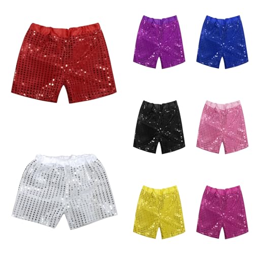 Pantalones cortos de lentejuelas brillantes para niños, pantalones cortos de danza, para niñas, niños, carnaval, cintura elástica, fiesta de cumpleaños, pantalones cortos de moda, ropa para niños