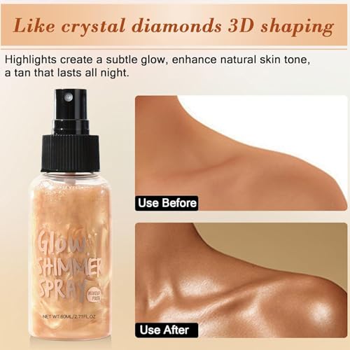 Body Shimmer Oil, Rostro Cuerpo Brillo, Glitter Iluminador Liquido, No Grasa Hidratante Aceite Iluminador Corporal, Liquid Body Highlighter Loción Iluminadora para la Cara y el Cuerpo (Oro Rosa) - imagen 3