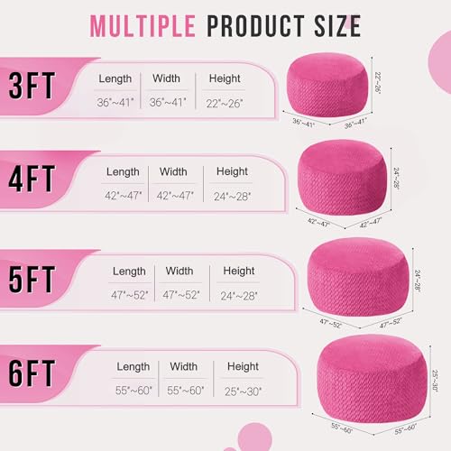 Image of HABUTWAY 3FT Bean Bag Chair,Giant Bean Bag Chairs for Adults,Big Bean Bags with Memory Foam Filled, Large Beanbag Chairs with Chevron Plush Cover-Pink