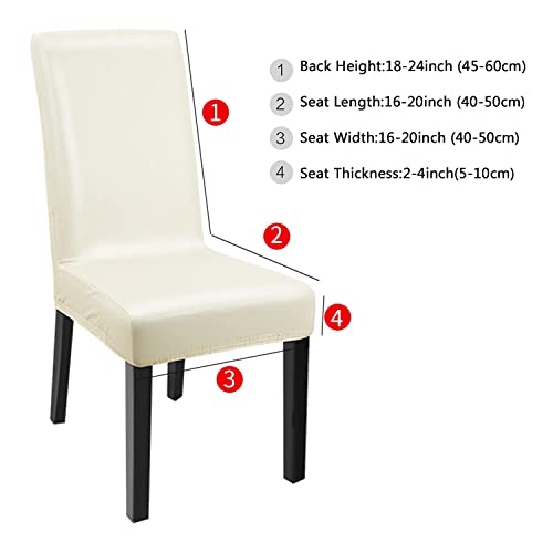 Fuloon Dining Chair Covers, Pu Leather Chair Slipcover Solid Waterproof And Oilproof Stretch Dining Chair Protector Cover (4 Sets, Beige) #TOP3