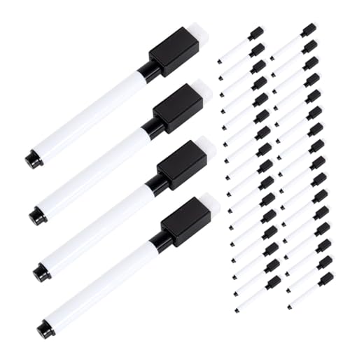 Alipis Lot de 100 Petits Marqueurs Effaçables à Sec pour Tableau Blanc Noirs, Encre Soluble à L’eau, Pointe Fine Précise, pour Bureau, École et Maison