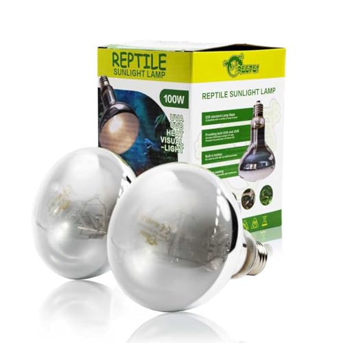 Creepet 100W Heat UVA UVB Reptile Light, Full Spectrum Self-Ballasted Basking Sunlight Heat Bulb for Reptile and Amphibian Use E26 2 Pack by Creepet - Used condition - US$37.99