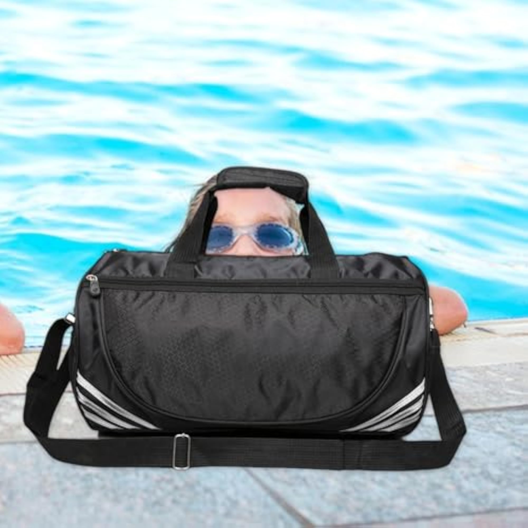 Sleek Silver Barrel Shoulder Travel Gym Bag