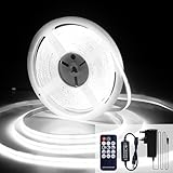 luktix COB LED Strip 10M, 6000K Cool White LED Strips, 24V Dimmable LED Strip Lights, CRI92+,8mm Width, with Remote Control and UKCA Power Supply,for Home Decoration, Kitchen, Mirror