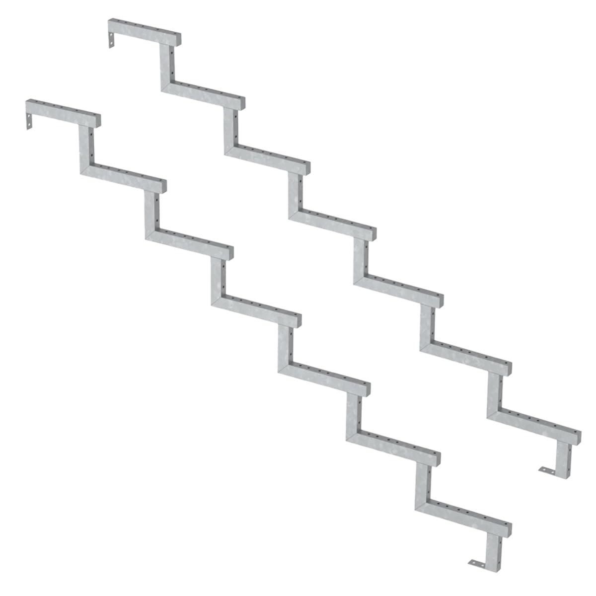 Vinuovo Stahl Treppenwangen 2er Set – Treppenwange, 2–8 Stufen, 119 cm Höhe (Option für Setzstufen)