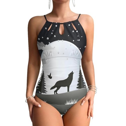 Maillots de bain une pièce loup hurlant avec contrôle ventre pour silhouette sculptée