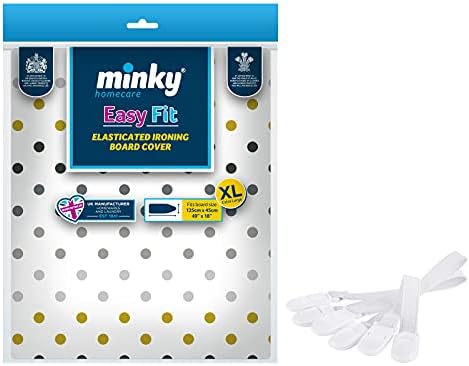 Minky SmartFit Reversible Ironing board cover + Ironing Board Clips Bundle