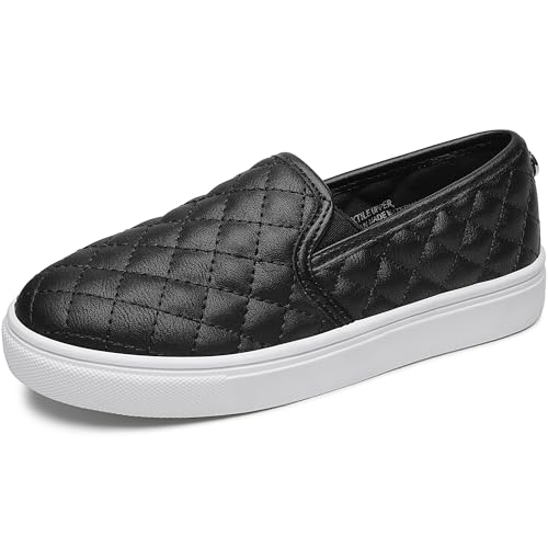 Tuboom Sneakers for Girls Slip On Shoes Little/Big Kid Comfort Low Top Fashion Tennis/Walking Casual Sneakers for Kids