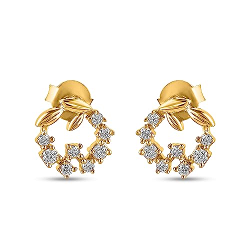 Oarra Beautiful Diamond Stud Earrings For Women - 14k Gold Plated Trendy Earrings For women - 1ct D/VVS1 Simulated Diamond Earrings Set - In White Gold, Rose Gold And Yellow Gold (Yellow Gold)