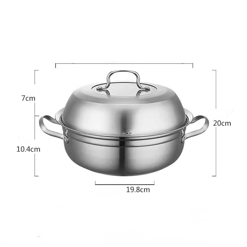Pentola per cottura a vapore per Uso domestico Pentola per cottura a vapore commerciale in Acciaio INOX Pentola per cottura a vapore (Argento 30 cm)