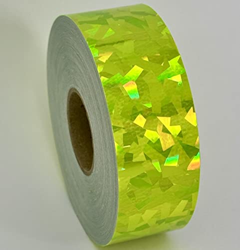 Paper Street Plastics Holographic Crystal Tape, with Self-Adhesive (1 inch x 50 ft, Fluorescent Yellow)