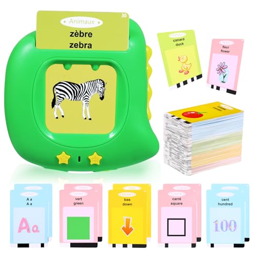 Cartes éducatives, Carte Parlante Montessori Français, Jouets éducatifs 2 Ans Jeunes Enfant Jouet Bebe Jeu Garcon Fille de 1 à 6 Ans pour écouter et Apprendre 384 Mots (Français/Anglais/Bilingue)