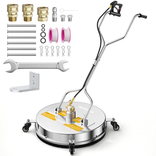 EVEAGE 18.5" Pressure Washer Surface Cleaner, EP003 Dual Handle Stainless Steel Surface Cleaner for Pressure Washer Power Washer, 4000 PSL, Perfect for Driveways,Sidewalks,Patios(Silver-2, 1