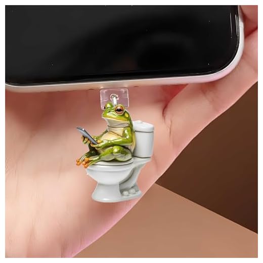 Frog on Toilet Use Phone Dust Plug Acrylic Charms for electronic products,Type-C Charging Port Dust Plugs Pendant Compatible with E-Reader Phone Tablet, Gift for Christmas, Birthday, Anniversary Day
