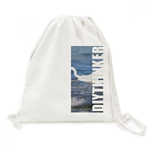 Sac cordon Toile Mer et Oiseau Blanc DIYthinker pour vos voyages quotidiens