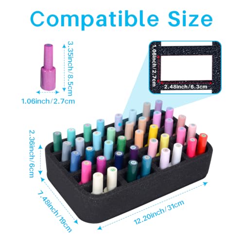 Image of Nail Polish Organizer Holder Foam Pad DIY with 20 Slots for Storage Nail Polish or Essential Oil Tray for Drawers Black
