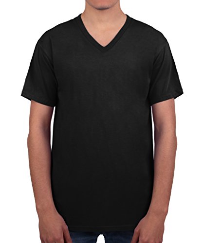 Have It Tall Men's V Neck T Shirt Premium Ringspun Cotton Made in USA ST - 2XLT Black Medium Tall