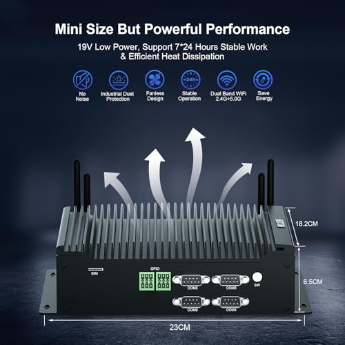 Image of HISTTON Mini PC Win 11 Pro, Industrial PC Core i7-10710U, DDR4 16GB RAM 1TB M.2 SSD, 2 RS232 + 4 RS485 COM, HD+DP+Type-C 4K Triple Display, 2 LAN, 8 USB, GPIO, SIM, WiFi, BT4.2, Support Ubuntu