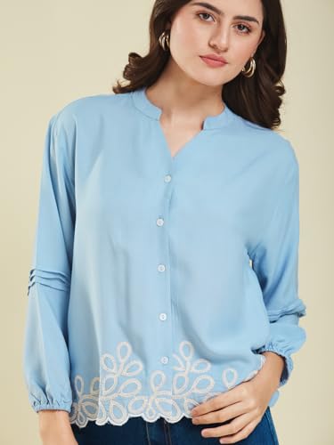 Image of J TURRITOPSIS Women's Rayon Stylish Embroidered Shirt