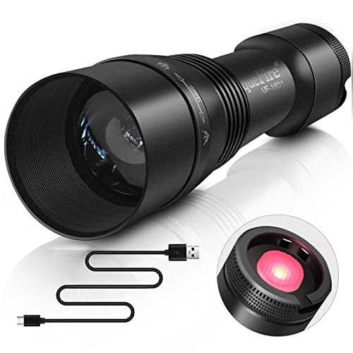 UniqueFire 1801 T38 IR Illuminatore 940nm per occhiali di visione notturna Torcia a IR, Torcia tattica ricaricabile, Zoom LED Torcia 3 modalità con indicatore LED