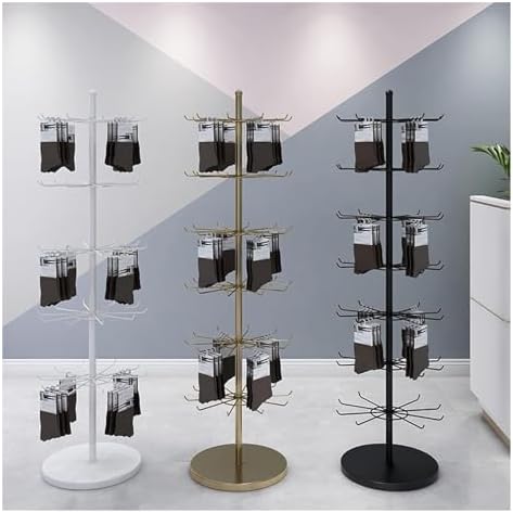 Multi-Layer Clothing Display Rack, Rotating Floor-Standing Garment Stand & Iron Jewelry Pendant Holder, Versatile Socks & Accessories Organizer for Retail Stores 5Layer