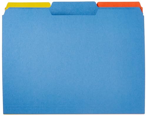 Image of Amazon Basics Sturdy File Folders with Tabs for Filing and Organization, AMZ401, Letter Size, Assorted Colors, 100-Pack
