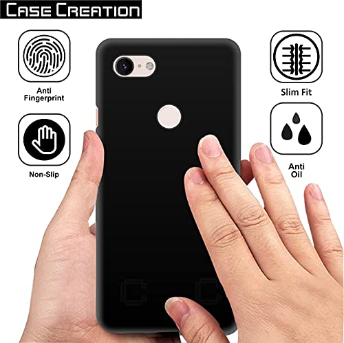 Image of Case Creation Compatible with Google Pixel 3 Back case, Google Pixel 3 Slim Flexible Smart Look case with 360 Camera All Angle Protection (Pure Black)