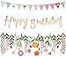 Drado 誕生日 飾り付け ガーランド happy birthday レターバナー 三角フラッグ 花 ハッピーバースデー 飾り ナチュラル ペーパーガーランド おしゃれ かわいい カラフル シンプル 子供 パーティー お祝い 壁 装飾