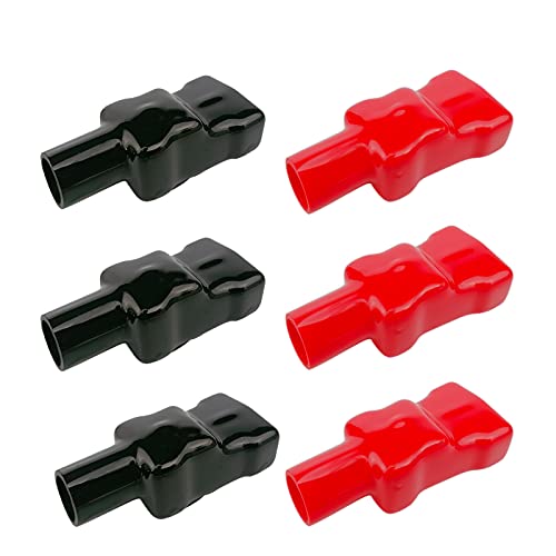 6 Pcs Battery Terminal Covers Red and Black battery terminal protector Covers Flexible Battery Boots Insulating Protective Lug Caps for Car Auto Vehicle Marine Commercial and Power Sports