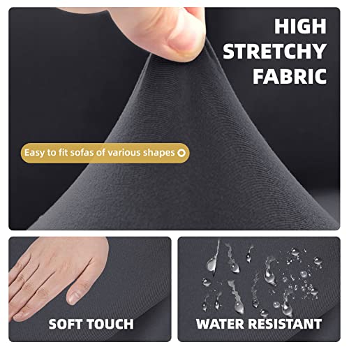 Aliecom Corner Sectional Couch Covers 6 Piece Water Resistant L Shape Sofa Cover For Sectional Sofa Set Stretch Soft U Shaped Slipcovers Living Room Anti Slip Pet Dog Furniture Protector (Dark Gray) #TOP4