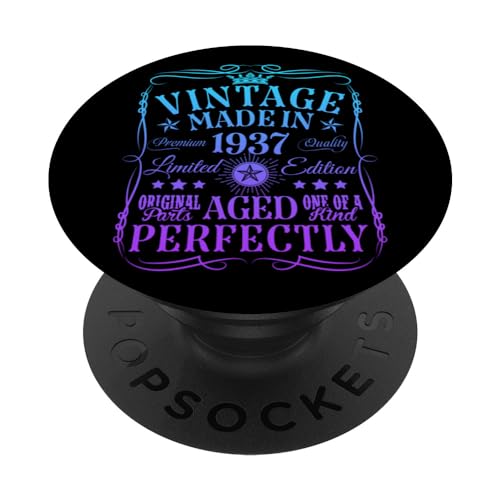 Decoraciones vintage de 87 cumpleaños vintage de 1937 87 cumpleaños PopSockets PopGrip Intercambiable