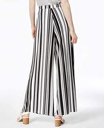Bar III Womens Striped Pull On Wide Leg Pants B/W XL Black2
