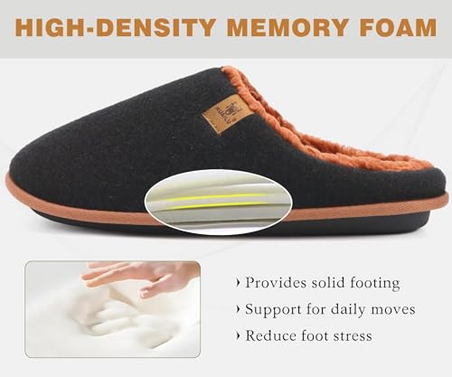 Image of KuaiLu Mens House Memory Foam Slippers with Comfortable Warm Plush Lining | Casual Slip On Lightweight Bedroom Pantuflas,Cushion Orthopedic Arch Support Walking Outdoor Garden Footwear US7-15
