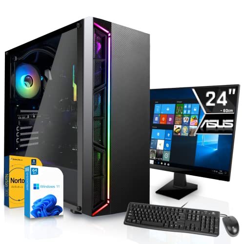 SYSTEMTREFF® Gaming Komplett PC Set AMD Ryzen 7 5700X 8x4.6GHz | Nvidia GeForce RTX 3060Ti 8GB DX12 | 1TB M.2 NVMe + 512GB SSD | 16GB DDR4 RAM | WLAN Desktop Paket Computer für Gamer, Gaming