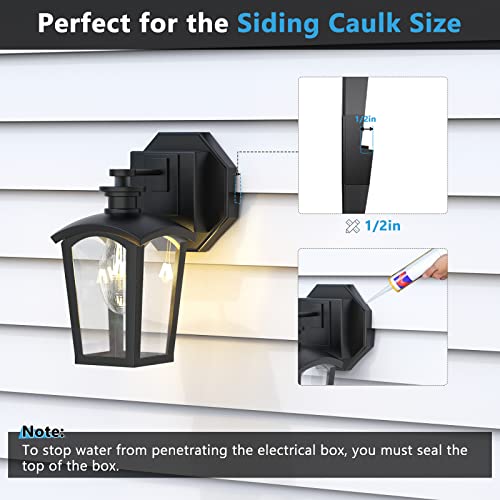Siding Mounting Block, Octagon Siding Mounting Kit With Built-In Electrical Box, 8141 Vertical Siding Lamps Mounting Plate Siding Light Blocks For 1/2 Inch Lap Siding, Black #TOP2