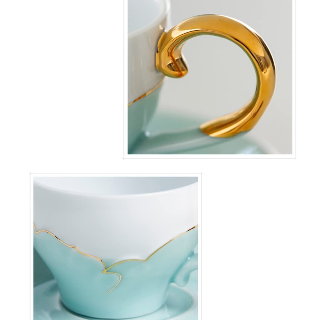 Tazas de Té Tazas Desayuno Taza de café, juego de taza de té y platillo, taza de café de 200 ml/6,7 Oz, taza de té con juego de cuchara y platillo, regalo de tazas de té de leche y café Tazas Tazas de