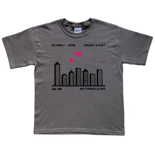 Blitz Kid 's retro videojuego camiseta Gris gris oscuro 12 Años Cover