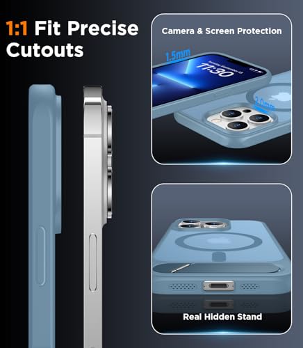 Image of Magnetic Compatible with iPhone 13 Pro Max Case, [Built-in Invisible Kickstand][Compatible with MagSafe][Military Grade Shockproof] Slim Translucent Matte Phone Case for iPhone 13 Pro Max 6.7 inch